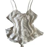 Vintage White Satin Silky Romper Teddie One Piece Pajamas Lingerie Large Photo 0