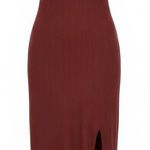 Abercrombie & Fitch v-neck ribbed slit tank dress in a reddish rust paprika Photo 0