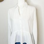Birds of Paradis by Trovata White Cotton Peplum Collared Button Front Top Size S Photo 1