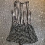 ZARA Ruffle Sheer Geo Print Button Romper Jumpsuit Large Contrast Kaleidoscope Photo 4