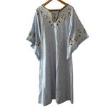 Mi Golondrina Blue Embroidered Midi Dress Mexican Artisan Size S Photo 2