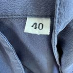 Silk Button Down Shirt Long Sleeve Blouse Top Relaxed Fit‎ Size 40 Shoulder Pad Blue Photo 2