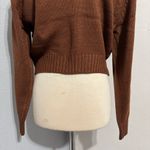 Double Zero Women Brown Long Sleeves Cozy Cropped Relaxed Sweater Size L Photo 10