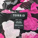 Torrid Black and Pink Rose Floral Hi Lo Semi Sheer Chiffon V-Neck Tank Top Photo 8