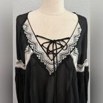 Gianni Bini  Sheer Black‎ Boho Flowy Peasant Top Size Small Embroidered Photo 1