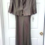 NWT brown taupe silk shantung Evening dress Gown with Jacket Sz 12 Tan Photo 0