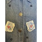 Bobbie & Brooks Bobbie Brooks Womens Shirt Jacket Sz Large Blue Denim Button Up Floral Patchwork Photo 1