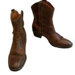 Born Karin Brown Distressed Leather Side Lace Western Ankle Boots, Sz 9 Photo 0
