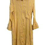 ZARA Midi Shirt Dress Yellow Long sleeve button up pockets Medium M Photo 0