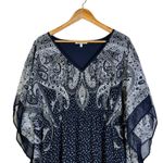 Speed Control New York Caftan Dress 2X Paisley Print V Neck Long Beach Cover Up Blue Photo 1