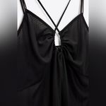 ZARA New Black Tulle Slip Midi Dress Asymmetric Hem with Spaghetti Straps Size M Photo 8