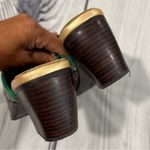 Elite by Corky's Shoes Womens 7 Scroll Leather Heeled Mules Green Brown Tan Photo 6