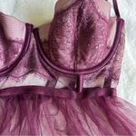 Victoria's Secret  Maroon Lace Babydoll Lingerie Top Women's Size 34C Photo 4