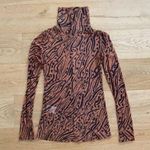 BCBGeneration  Sheer Print High Neck Top in Tan & Black Photo 0