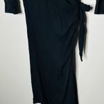 KINLY Womens Black Jersey Long Sleeve Tie Knot Waist Midi Dress Size Extra Large Photo 5