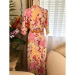Unique Vintage  x Smiley® Purple/Pink Florals Wrap Midi Dress in Multicolor Photo 9
