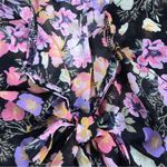 Free People  Maybel Sheer Floral Tie Front Peplum Top Crop Black‎ Pink Small New Photo 9