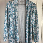 LL Bean Supima Cotton Floral Cardigan Sweater Women's Size M Light Blue Gray Size M Photo 0