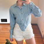 Faded Glory Vintage  Originals Bedazzled Chambray Button Down Size S Photo 2