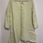 Soft Surroundings Vtg 100% Linen Tunic Women Size XL Pale Yellow Top USA Made Photo 0