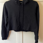 Brandy Melville Brandy‎ Melville Black Crop Fleece Sweatshirt Hoodie One Size Photo 0