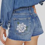 Reformation NWT Jean Shorts Cutoffs High Rise Raw Hem Embroidered Flowers 30 Photo 6
