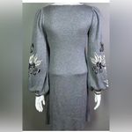 Max Studio  grey  knit Cotton Rayon blend  floral motif sweater dress L Photo 3