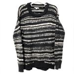 Calvin Klein Long Sleeve Crewneck Pullover Knit Black White Stripe Sweater Small Photo 1