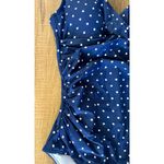 Nip Tuck Swim Women’s Cup Navy Polka Dot One Piece Swimsuit Size 6 Ruche EUC Blue Photo 2