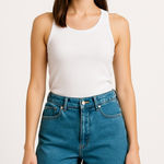 ASOS  DESIGN Women’s Light Blue Denim Cutoff Shorts 30” Mid Rise Cuffed Classic Photo 0