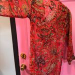 Raj Bohemian Silk Embroidered Dress – Size S Red Photo 4