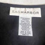 Sag Harbor Black Embroidered Floral Linen Blend Blouse Size Small Photo 7