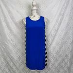 Amanda Uprichard ‎ Silk Sleeveless Side Stripes Blue Shift Dress Size XS Photo 1