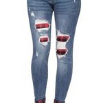 Judy Blue Distressed Buffalo Plaid Patch Skinny Jeans Size 30 Photo 0