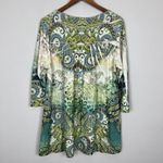 One World  Tunic Top Womens 1X Green Funky Boho Velvet Front Wearable Art to Wear Photo 6