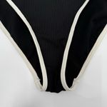 Jessica Simpson Bikini Bottoms Size Medium NWT Black Cream Ribbed High Waisted Photo 10