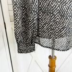 Loft Ann Taylor  Printed Pullover Blouse Cream Black Medium Long Sleeve Photo 5