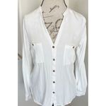 ZARA Womens Button Down Shirt Blouse Sz Medium White Minimalist Minimal Preppy Photo 5