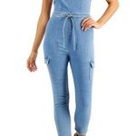 Tinseltown NWT- Juniors belted Denim Jumpsuit light wash, Size Medium Photo 0