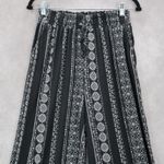 Joe Benbasset  Black Geometric Wide Leg Boho Pull On Trousers Pant L Large Photo 3