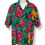 Vintage Hawaiian Shirt ALTERED Uniforms to You Tropical Floral Short Sleeve Red Size L Photo 0