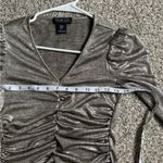 Rachel Zoe Gold Metallic Cinched Long Sleeve Party Formal Blouse XS Photo 4