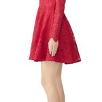 Saylor  Rita Raspberry Red Lace Fit & Flare Long Sleeve Cocktail Mini Dress Large Photo 1