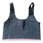 Outdoor Voices  Seamless Rib Longline Bra in Black/Pink Large Photo 3