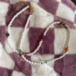 Colorful Beaded Necklace with Gold Accents White Photo 0