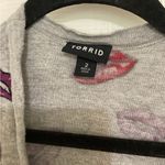 Torrid Gray long Cardigan Sweater with Pink Lip Design Photo 2