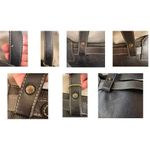 Isanti Leather Crossbody Bag Navy Top Zip Tote Handles Logo Code Italy Travel Blue Photo 10