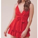 Saints + Secrets Sz M Red Tiered Romper Ruffles Spaghetti Strap V Photo 1