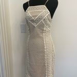 Greylin Off White Crochet Lace Nude Lined Cocktail Boho Mini Dress Photo 9