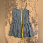 Women’s Denim Ruffle Dress with adjustable straps Blue Photo 4